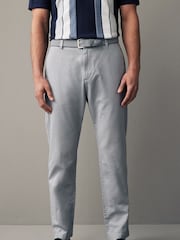 Light Grey Belted Linen Blend Trousers - Image 3 of 12
