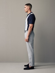 Light Grey Belted Linen Blend Trousers - Image 4 of 12