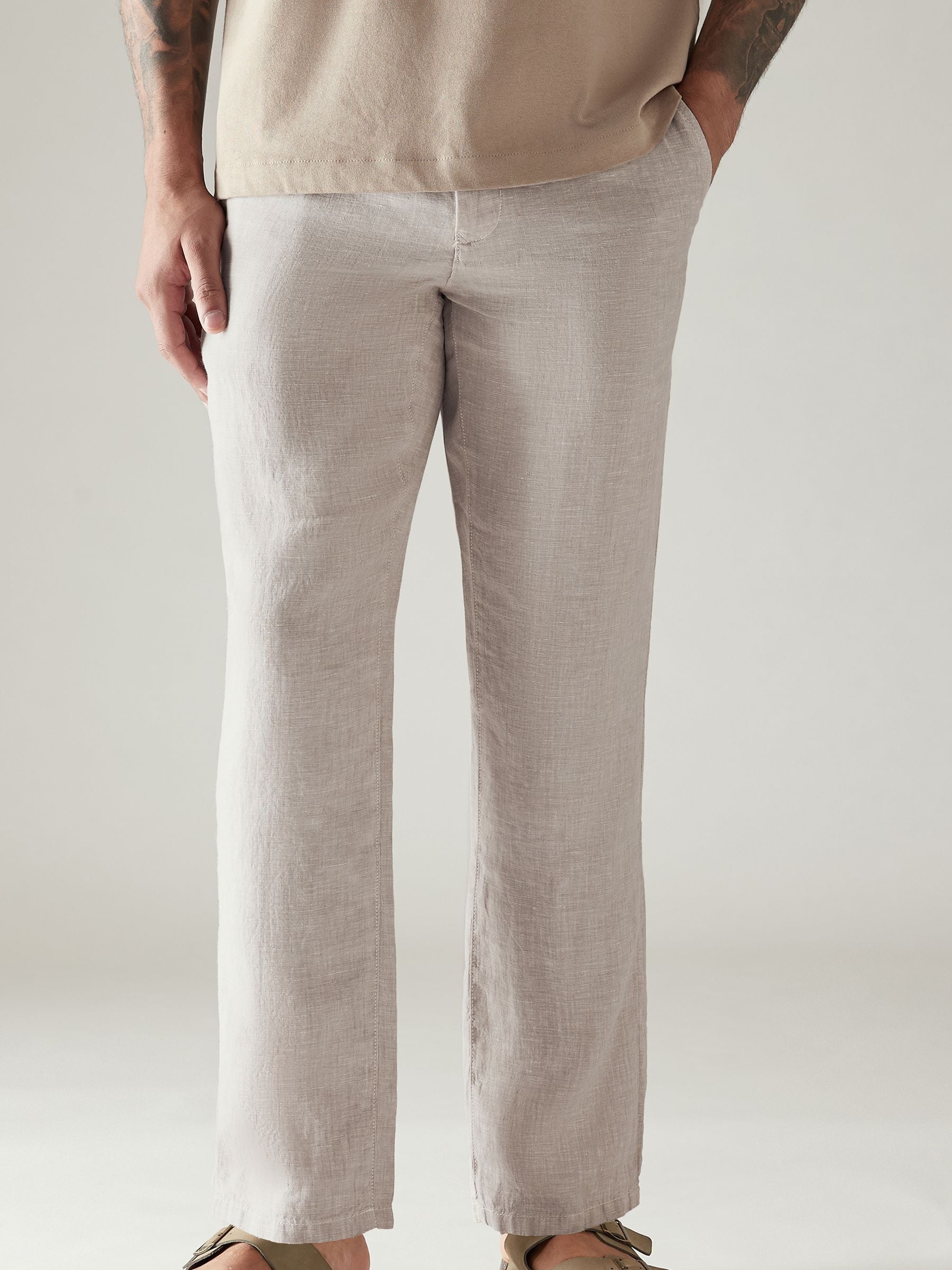 Buy Light Grey 100% Linen Drawstring Trousers from Next USA