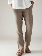 Neutral 100% Linen Drawstring Trousers - Image 1 of 8