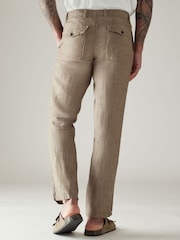 Neutral 100% Linen Drawstring Trousers - Image 2 of 8