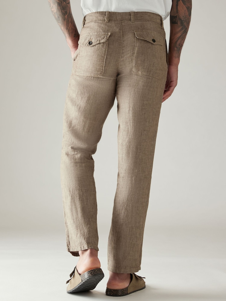 Neutral 100% Linen Drawstring Trousers - Image 2 of 8