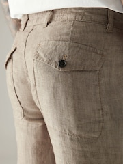Neutral 100% Linen Drawstring Trousers - Image 5 of 8