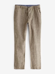 Neutral 100% Linen Drawstring Trousers - Image 6 of 8