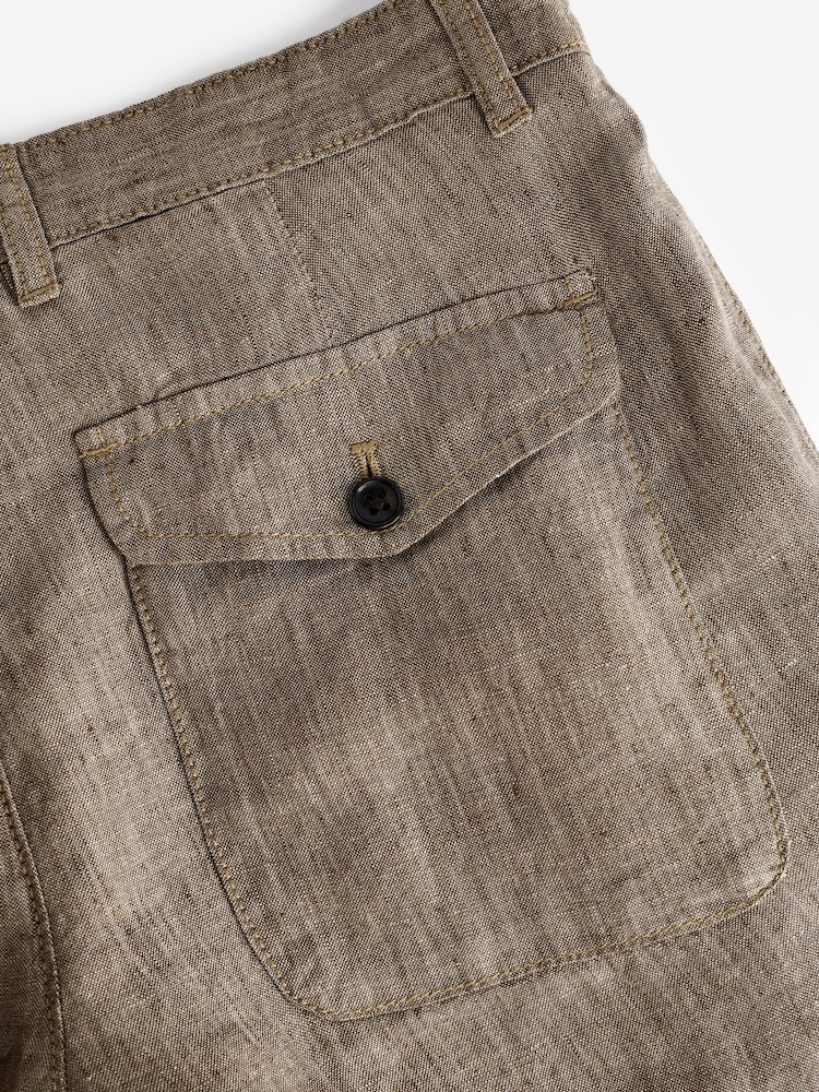 Neutral 100% Linen Drawstring Trousers - Image 8 of 8