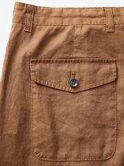 Rust Brown 100% Linen Drawstring Trousers - Image 10 of 11