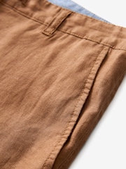 Rust Brown 100% Linen Drawstring Trousers - Image 8 of 11