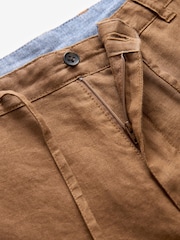 Rust Brown 100% Linen Drawstring Trousers - Image 9 of 11