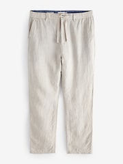 Light Grey Signature Leomaster Italian Delave 100% Linen Drawstring Trousers - Image 9 of 12