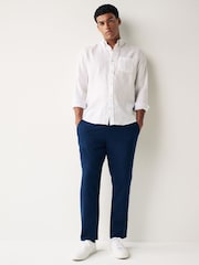 Navy Blue Linen Viscose Drawstring Trousers - Image 2 of 8