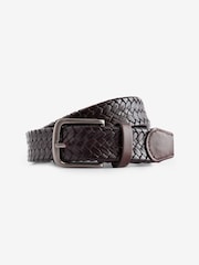 Mushroom Brown Slim Fit Textured Belted Trousers - Image 2 of 5