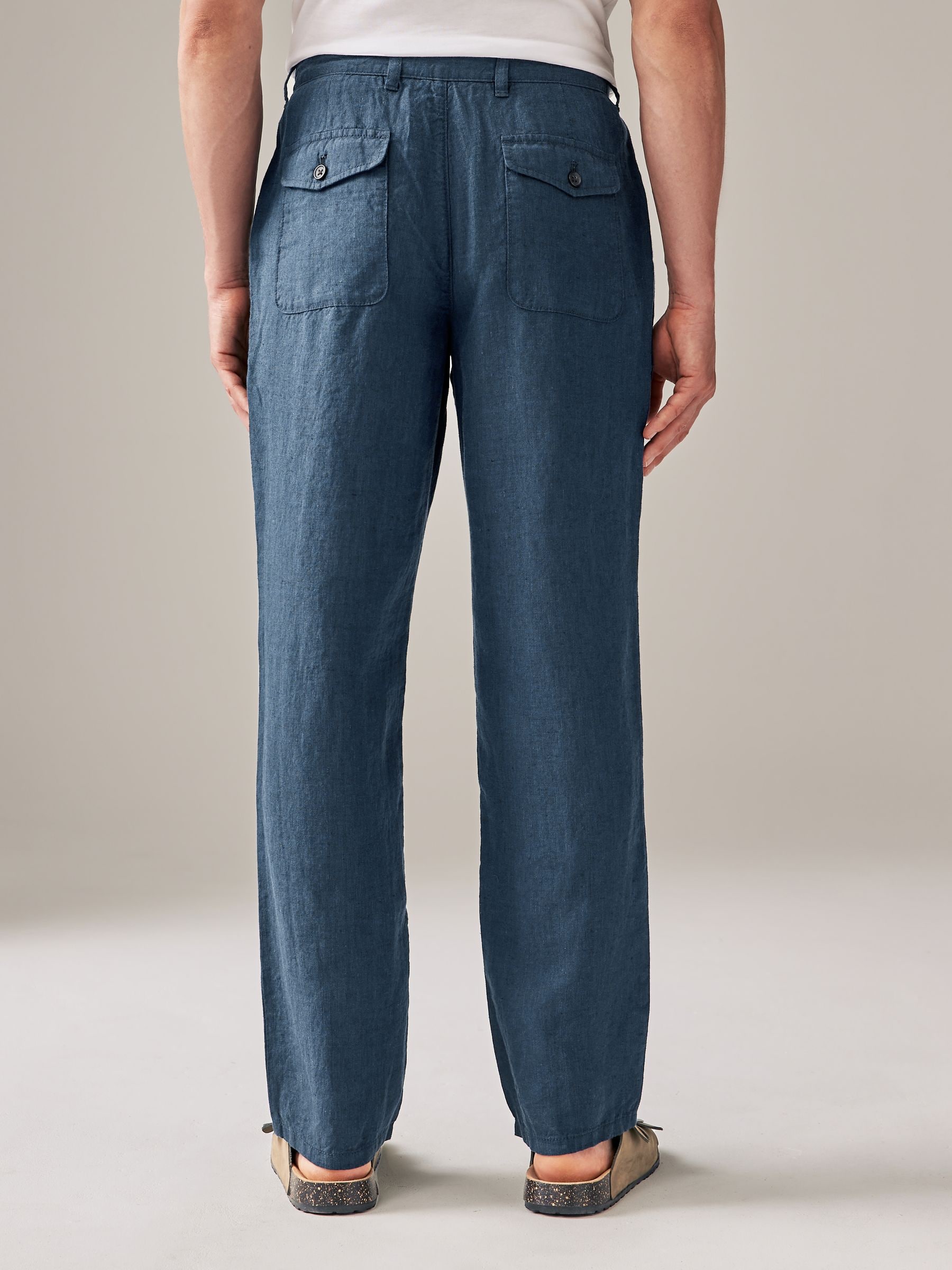 【PORTERNA】Molly String Trousers Buy Navy Blue 100% Linen Drawstring Trousers from Next USA
