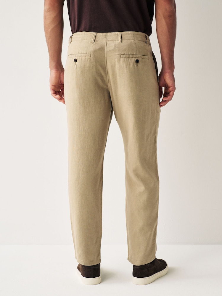 Stone Natural Linen Viscose Drawstring Trousers - Image 2 of 11