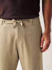Stone Natural Linen Viscose Drawstring Trousers - Image 5 of 11