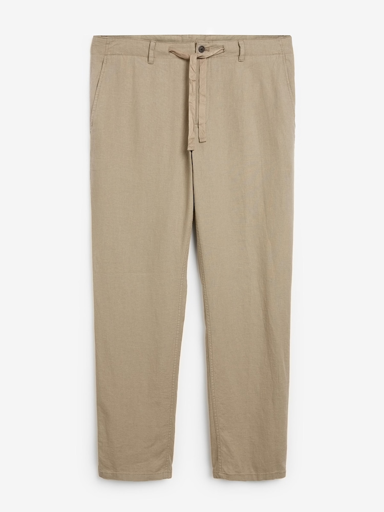Stone Natural Linen Viscose Drawstring Trousers - Image 7 of 11