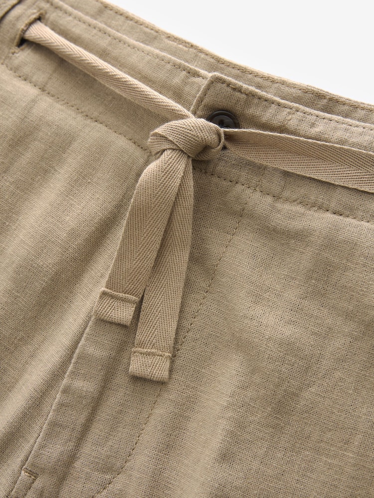 Stone Natural Linen Viscose Drawstring Trousers - Image 8 of 11