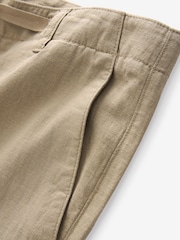Stone Natural Linen Viscose Drawstring Trousers - Image 9 of 11