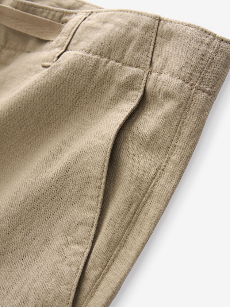 Stone Natural Linen Viscose Drawstring Trousers - Image 9 of 11