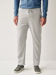 Grey Light Linen Viscose Drawstring Trousers - Image 1 of 10