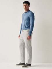 Grey Light Linen Viscose Drawstring Trousers - Image 4 of 10