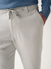 Grey Light Linen Viscose Drawstring Trousers - Image 5 of 10