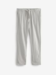 Grey Light Linen Viscose Drawstring Trousers - Image 7 of 10