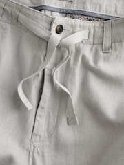 Grey Light Linen Viscose Drawstring Trousers - Image 8 of 10