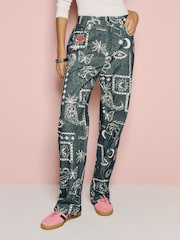 Eleanor Bowmer Blue Patch Denim Barrel Leg Jeans - Image 1 of 4