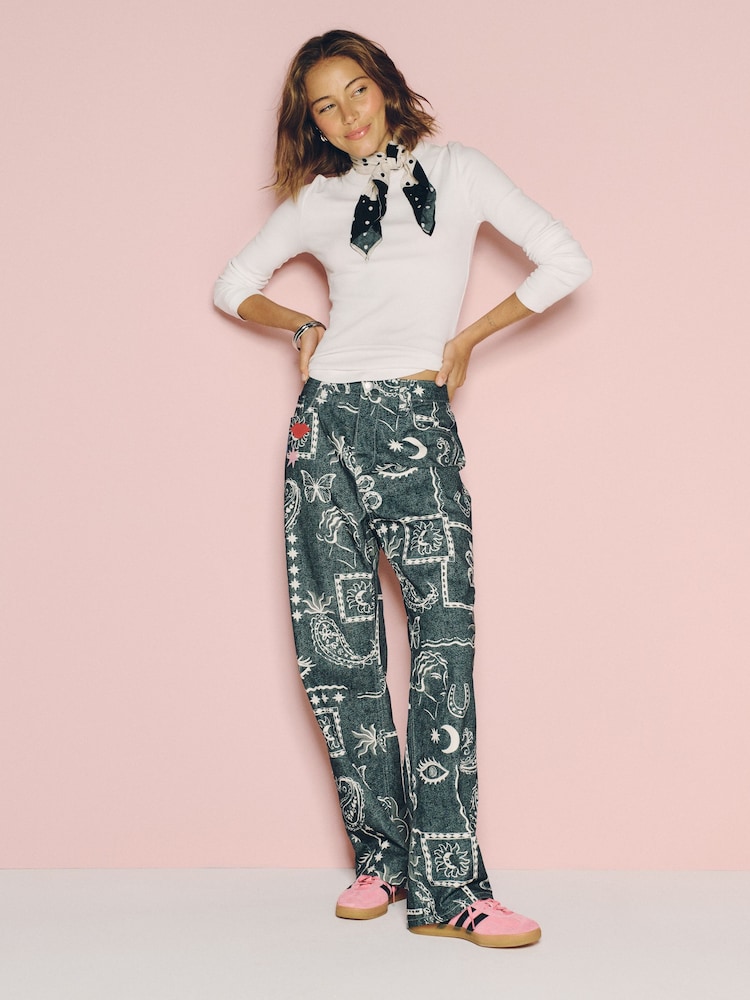 Eleanor Bowmer Blue Patch Denim Barrel Leg Jeans - Image 2 of 4