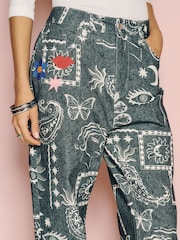 Eleanor Bowmer Blue Patch Denim Barrel Leg Jeans - Image 3 of 4