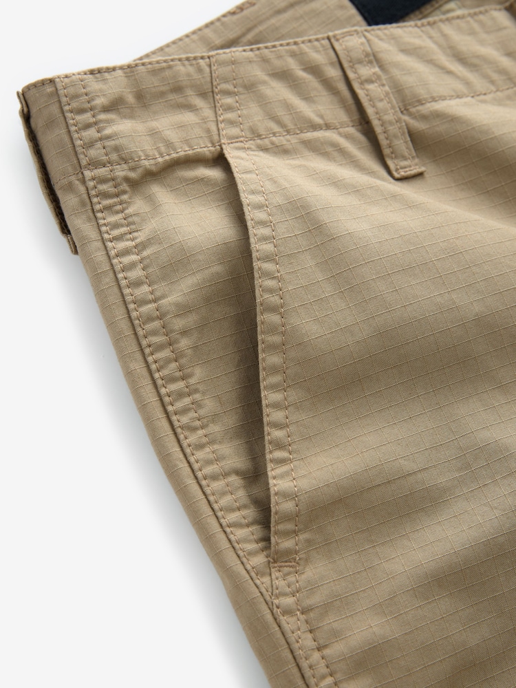 Stone Relaxed Fit Ripstop Cargo 100% Cotton Trousers - Image 10 of 10
