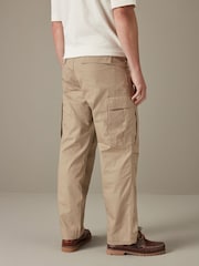 Stone Relaxed Fit Ripstop Cargo 100% Cotton Trousers - Image 3 of 10
