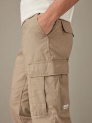 Stone Relaxed Fit Ripstop Cargo 100% Cotton Trousers - Image 4 of 10