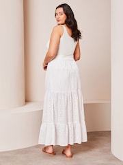 Lipsy White Broderie Curve Tiered Maxi Skirt - Image 2 of 4