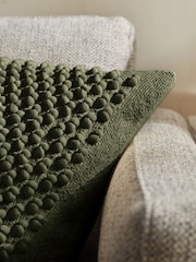 Dark Sage Green 43 x 43cm Hemmingway Textured Bobble Cushion - Image 2 of 5