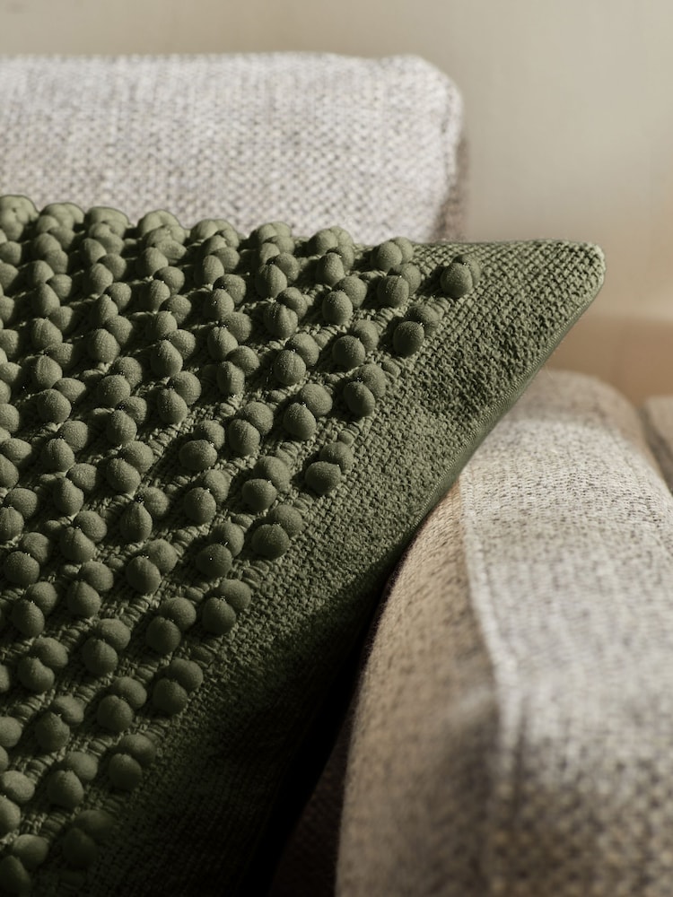 Dark Sage Green 43 x 43cm Hemmingway Textured Bobble Cushion - Image 2 of 5