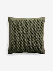 Dark Sage Green 43 x 43cm Hemmingway Textured Bobble Cushion - Image 3 of 5
