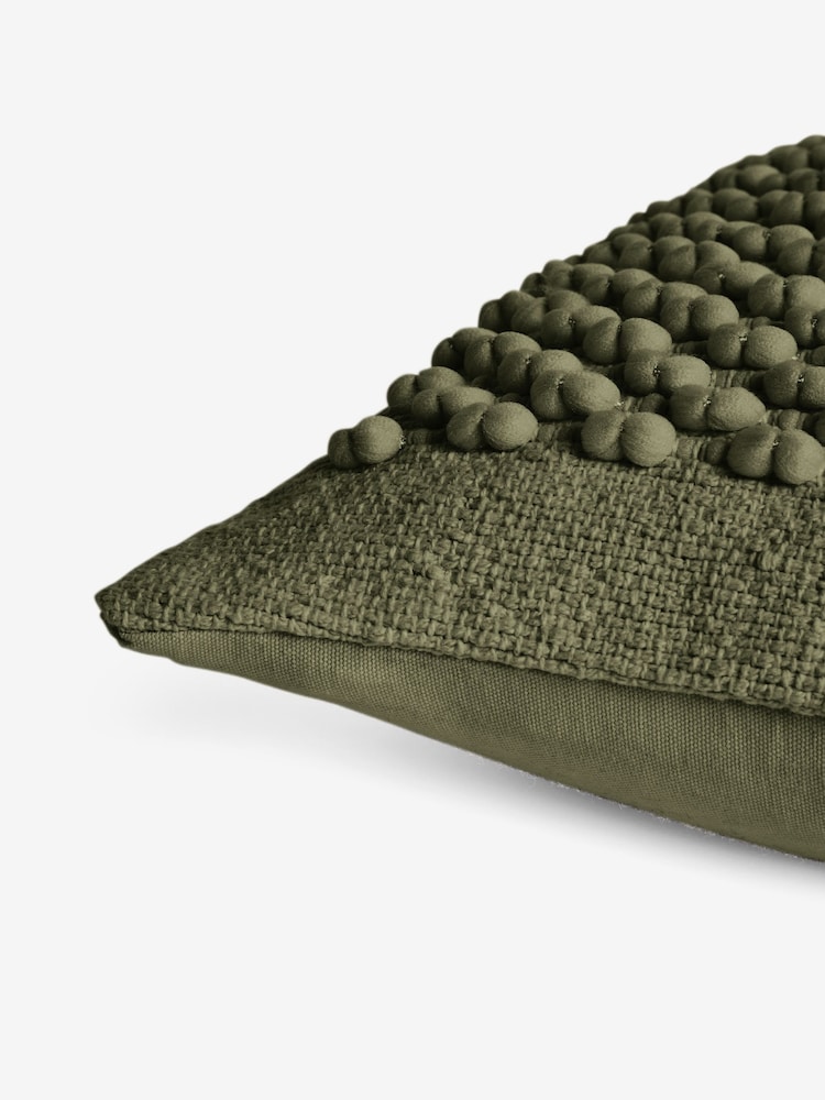 Dark Sage Green 43 x 43cm Hemmingway Textured Bobble Cushion - Image 5 of 5