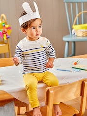 JoJo Maman Bébé Yellow Breton Top & Rib Leggings Set - Image 1 of 5