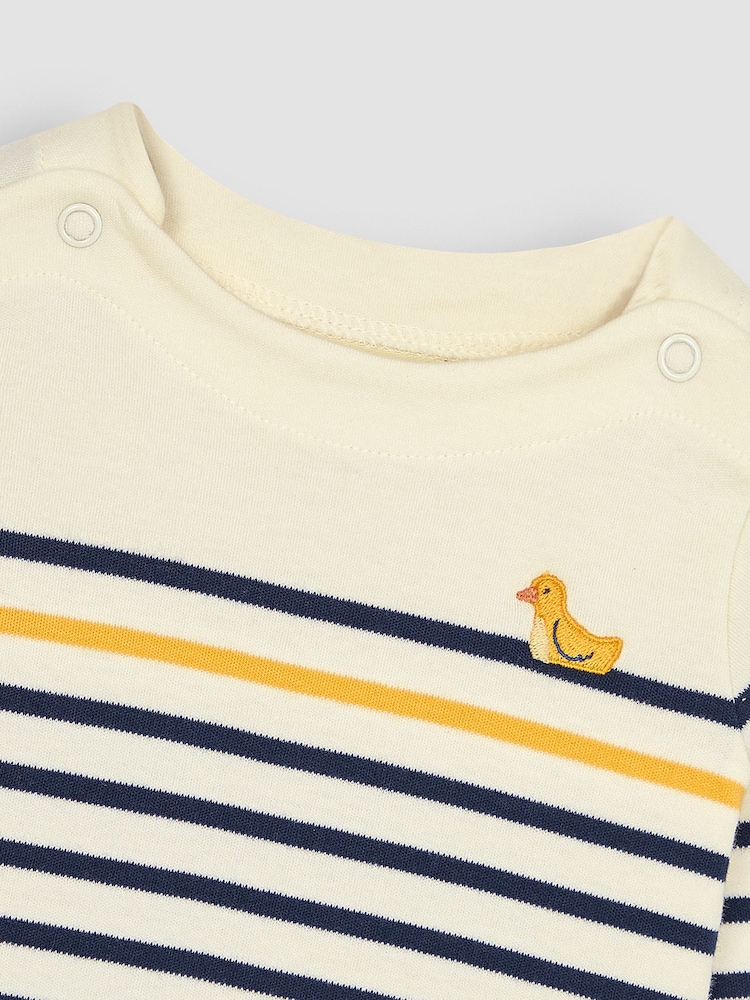 JoJo Maman Bébé Yellow Breton Top & Rib Leggings Set - Image 5 of 5