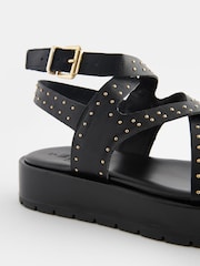 Black Studded Forever Comfort® Leather Strappy Flatform Sandals - Image 2 of 4