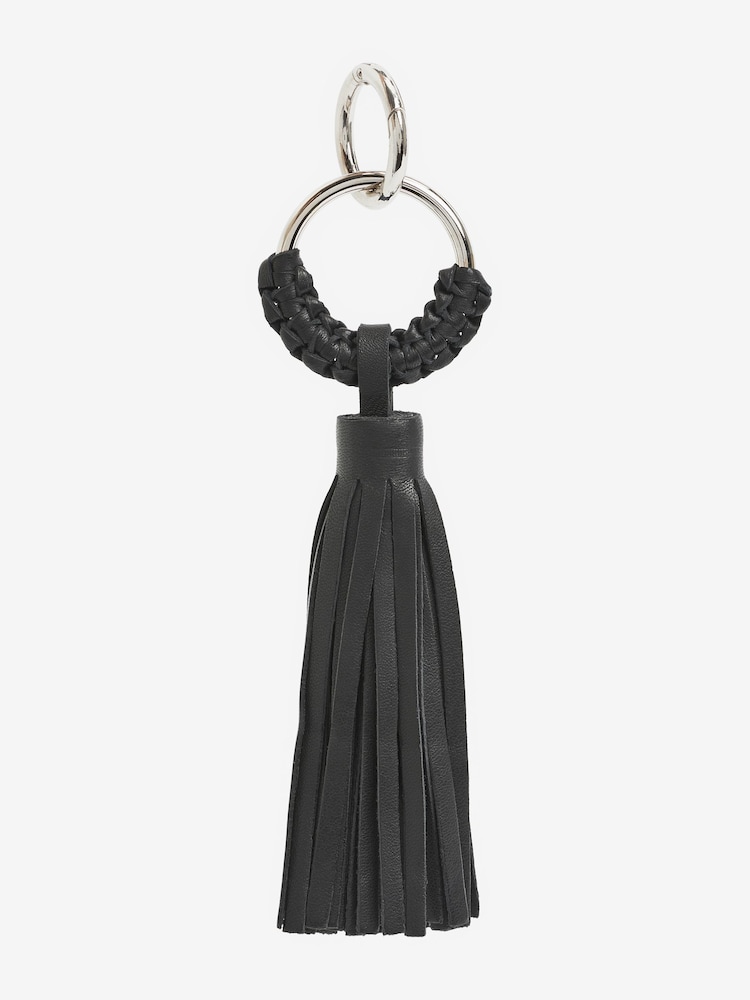 Black Leather Tassel Keyring - Image 1 of 3