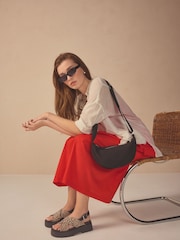 Animal Leather Chunky Cross Strap Sandals - Image 2 of 3