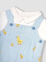 JoJo Maman Bébé Blue 2-Piece Chicks Embroidered Dungarees & Body Set - Image 3 of 5
