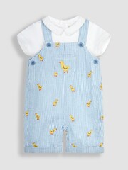 JoJo Maman Bébé Blue 2-Piece Chicks Embroidered Dungarees & Body Set - Image 4 of 5