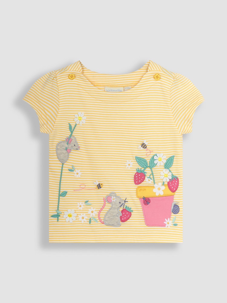 JoJo Maman Bébé Yellow Mouse Appliqué T-Shirt - Image 2 of 5 JoJo Maman Bébé Yellow Mouse Appliqué T-Shirt - Image 2 of 5
