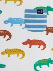 JoJo Maman Bébé White Crocodile Contrast Pocket T-Shirt - Image 3 of 4