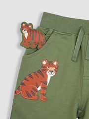 JoJo Maman Bébé Khaki Green Tiger Appliqué Pet in Pocket Shorts - Image 3 of 3