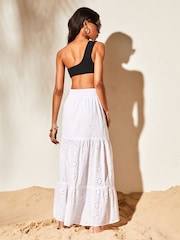 Lipsy White Broderie Tiered Maxi Skirt - Image 2 of 4