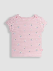 JoJo Maman Bébé Pink Daisy Embroidered T-Shirt - Image 1 of 3